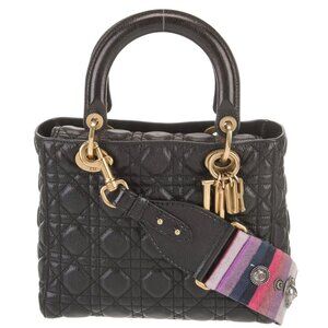 CHRISTIAN DIOR Grained Calfskin Medium Supple Lady Dior Black Limited Edition